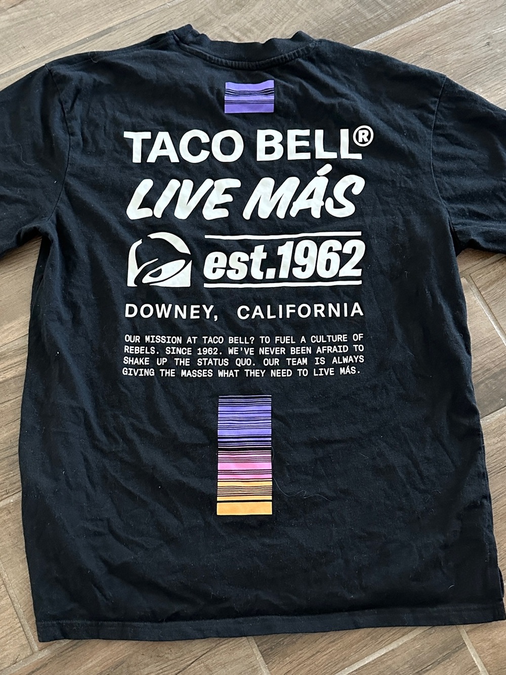 Taco Bell Live Mas Est 1962 Downey California T Shirt Mens Size Medium Black